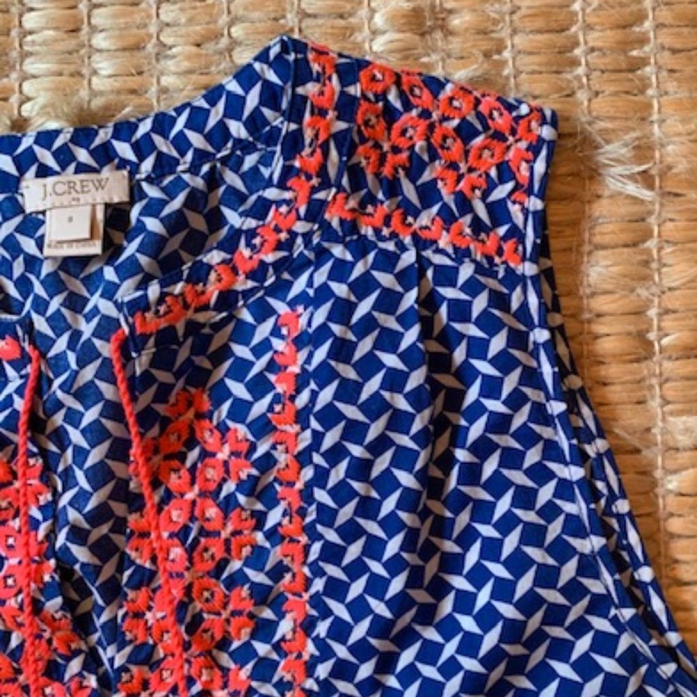 Womens. J Crew. Shirt Blue White Size 8 - Picture 4 of 5